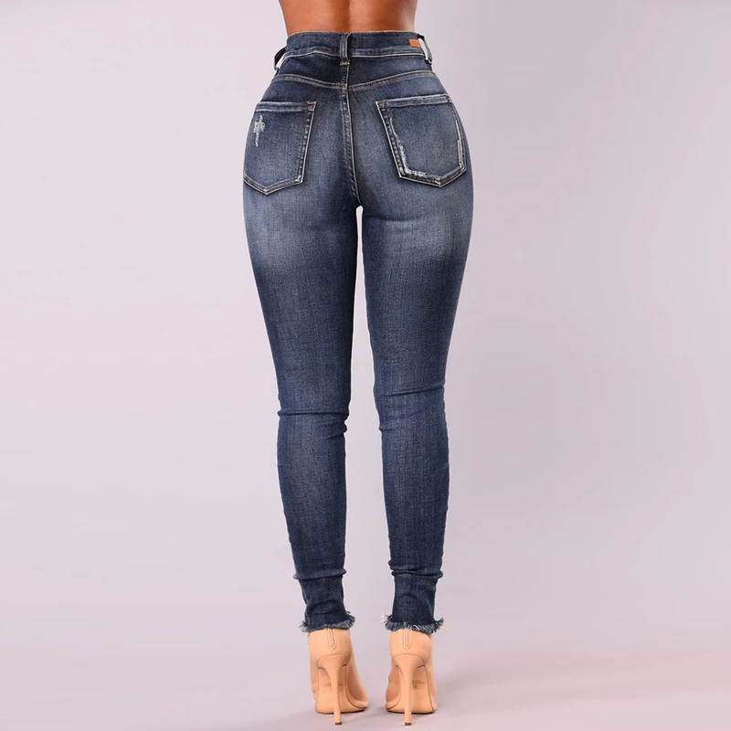 

Dilusoo Women High Waist Jeans Pants Elastic Holes Ripped Jeans Skinny Pencil Pants Woman Stretch Casual Jeans Trousers Ladies