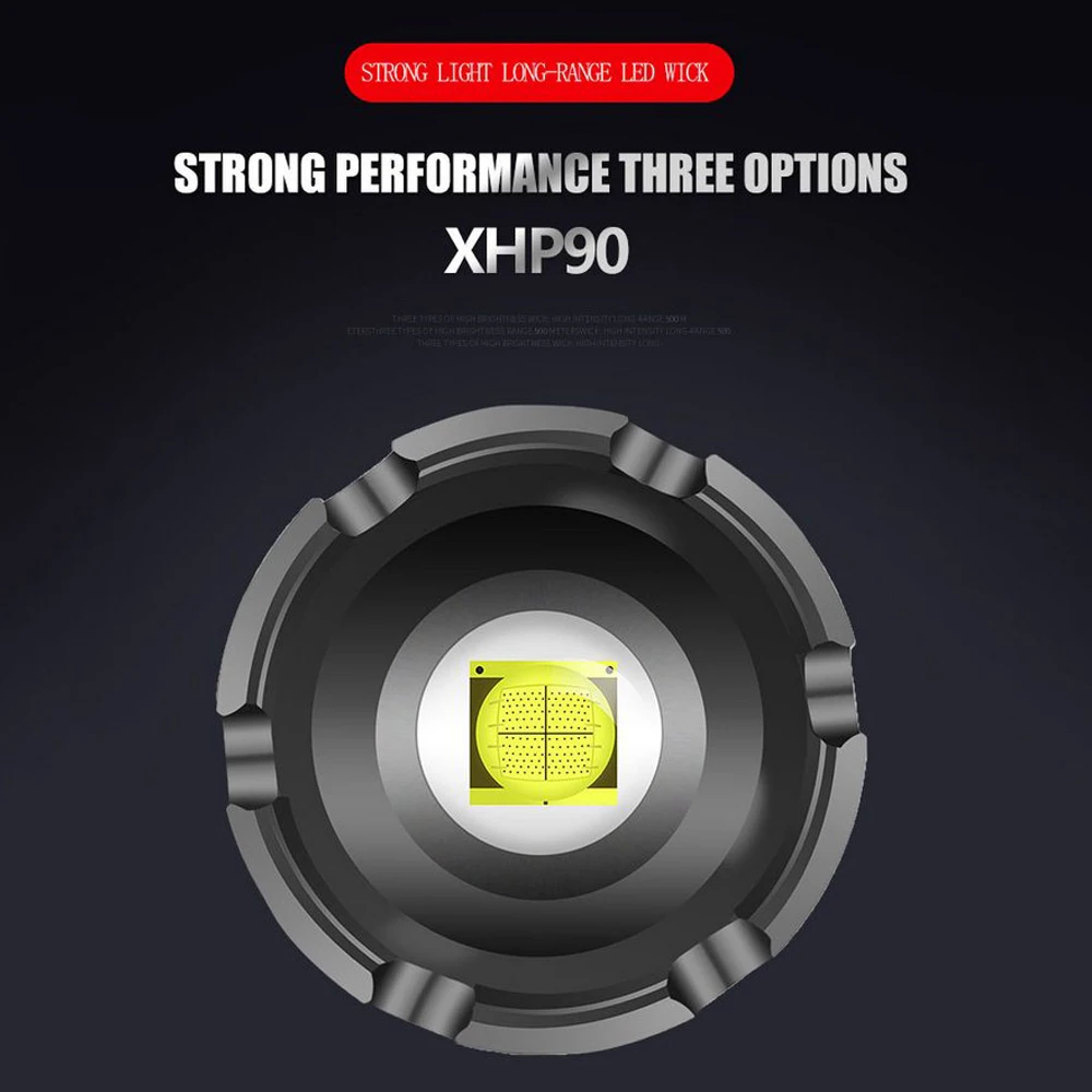 Мощный USB Перезаряжаемые светодиодный фонарик XHP90 COB 18650 & 26650 Батарея