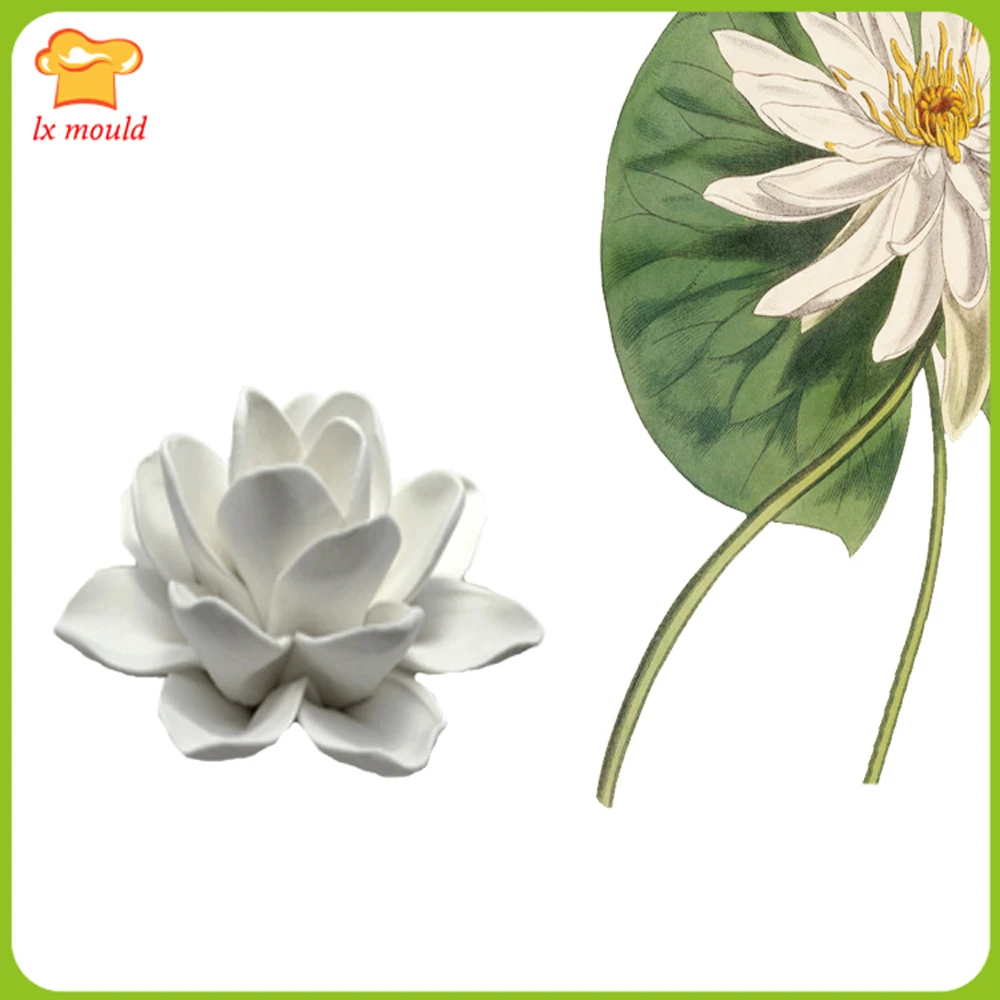 

LXYY 3D Lotus Candle Silicone Molds Chocolate Cake Moulds handmade plaster clay water lily