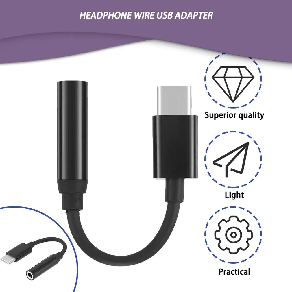 

Type-C To 3.5mm Earphone Cable Adapter Usb 3.1 Type C USB-C Male To 3.5 AUX Audio Female Jack For Mobile Phones Earphones