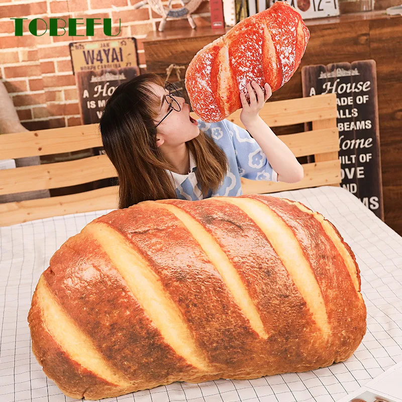 TOBEFU 1PC Cute Big Bread Plush Pillow Toy Soft Kawaii Food Plush Toy for Kids Children Boy Girl Birthday Present Christmas Gift