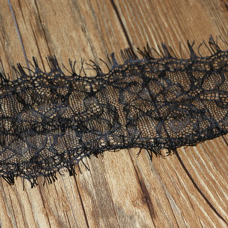 3 ярда ширина 10 см Высококачественная мода кружевная отделка с черными цветами