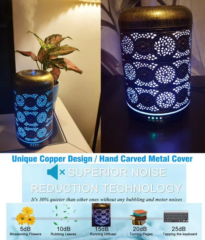 Металлический распылитель эфирных масел 260 мл аромадиффузор ультразвуковой