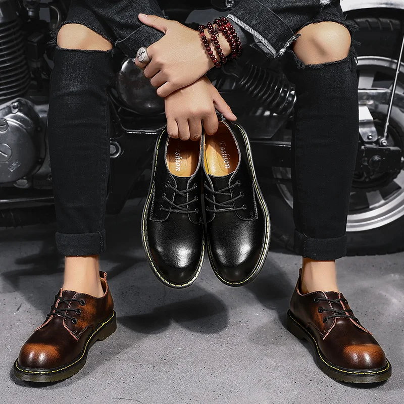 Брендовые мужские кожаные туфли Martin ручной работы дышащие туфли-оксфорды