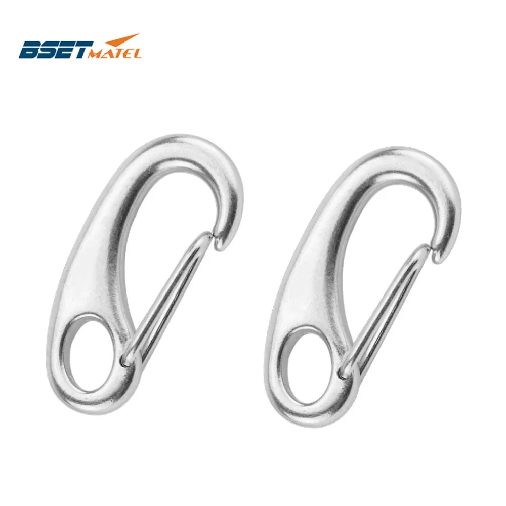 

2PCS Boat Marine Stainless Steel Egg Shape Spring Snap Hook clips Quick Link Carabiner Buckle eye shackle Lobster Claw outdoor