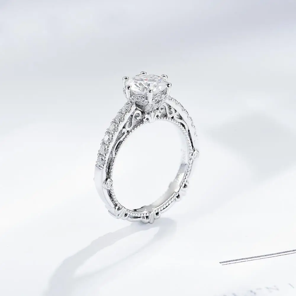DovEggs Новое поступление Винтаж однотонные S925 стерлингового серебра центр 1.5ct 7 5mm