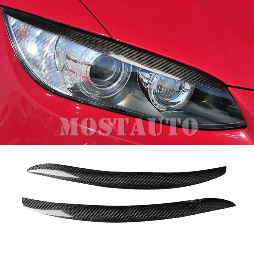 For BMW 3 Series E92 E93 Real Carbon Fiber Exterior Headlight Cover Eyelid Eyebrow Trim 2005-2012 Car Accessories