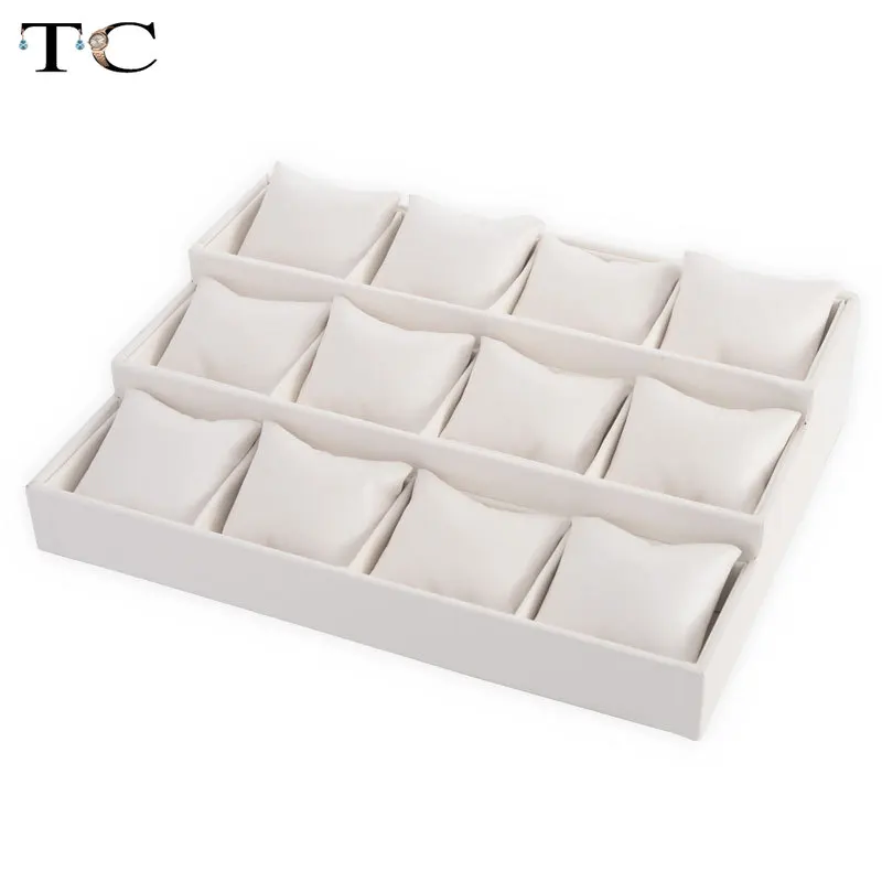 White Display Tray High-grade PU Jewelry Stand Watch Organizer Bracelet Ring Rack Earring Storage Box | Украшения и аксессуары