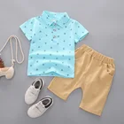 Комплекты летней одежды для мальчиков, футболка с короткими рукавами + штаны, детские повседневные Костюмы, детские спортивные костюмы, От 1 до 4 лет