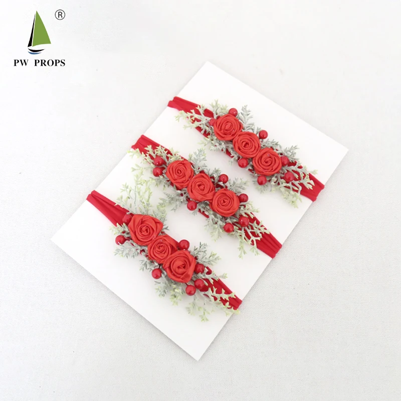 Рождественский детский ободок с цветами реквизит для фотосъемки новорожденных