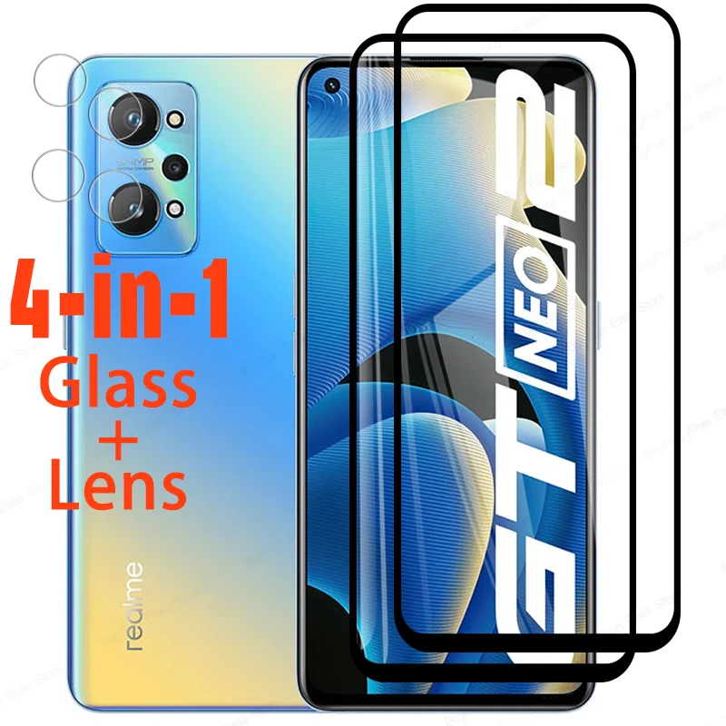 

4 в 1 закаленное стекло для Oppo Realme GT Neo2 Защитная пленка для объектива камеры для Realme GT Neo 2 6,62 "Защитное стекло для экрана