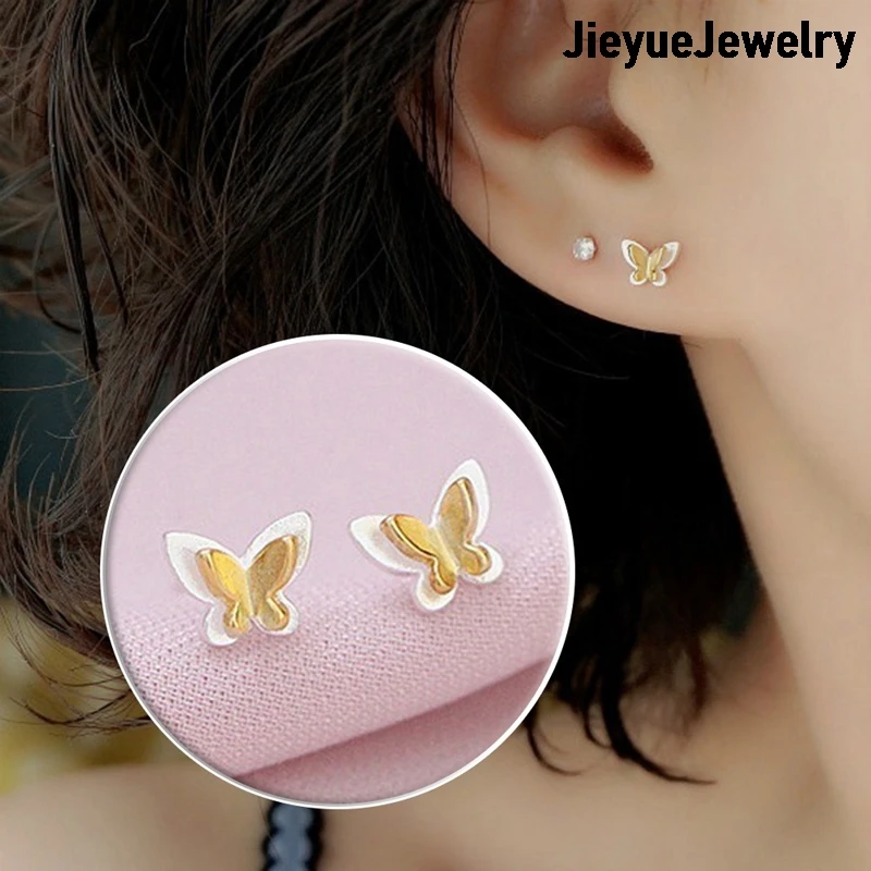 Романтический декорированные двойными бабочками серьги для женщин крошечное