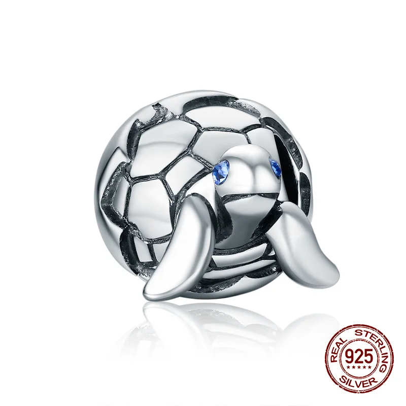 Женский браслет из серебра 925 пробы с шармами в виде черепахи|Бусины| |