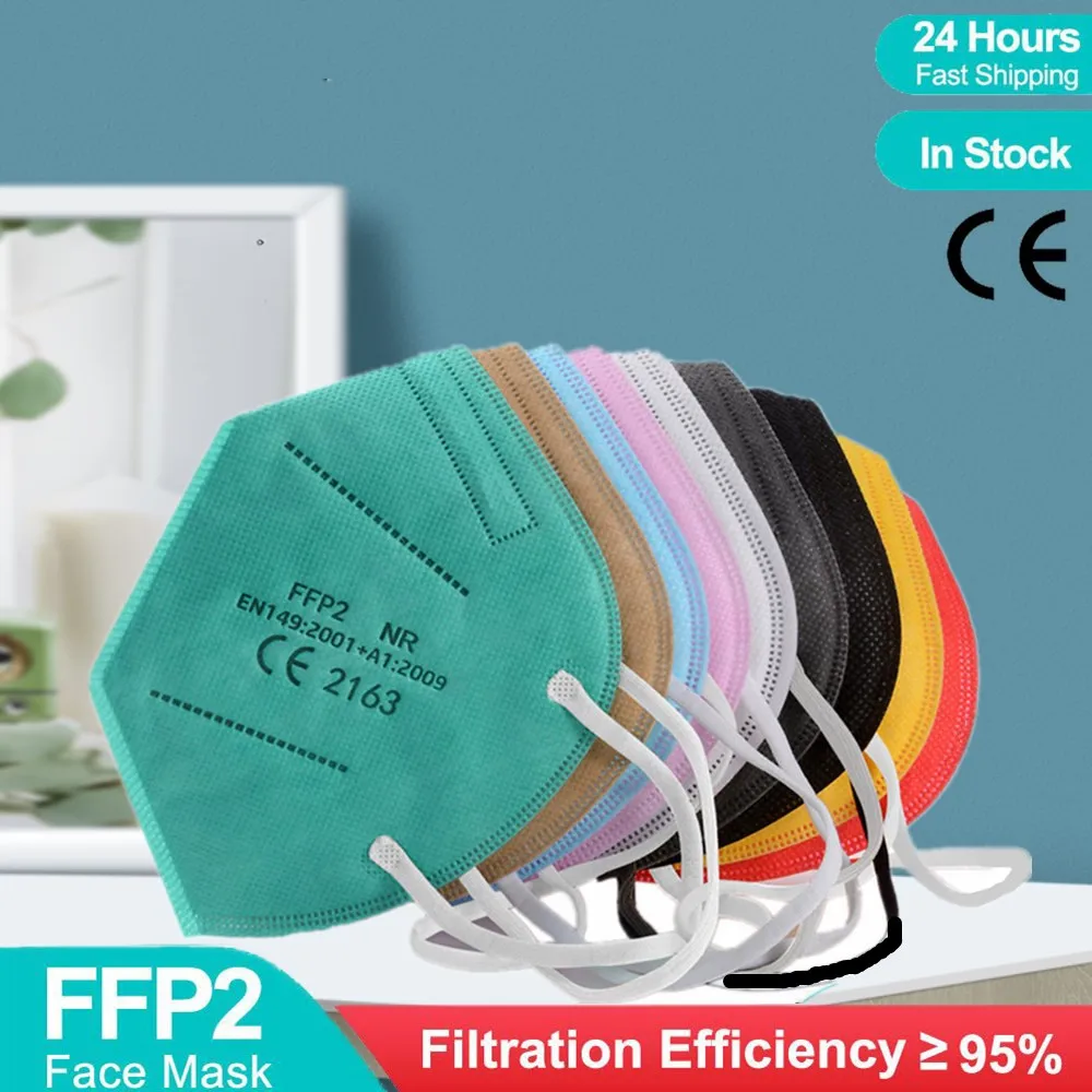 Черная маска KN95 FPP2 одобренная для лица ffp2для взрослых сертифицированная