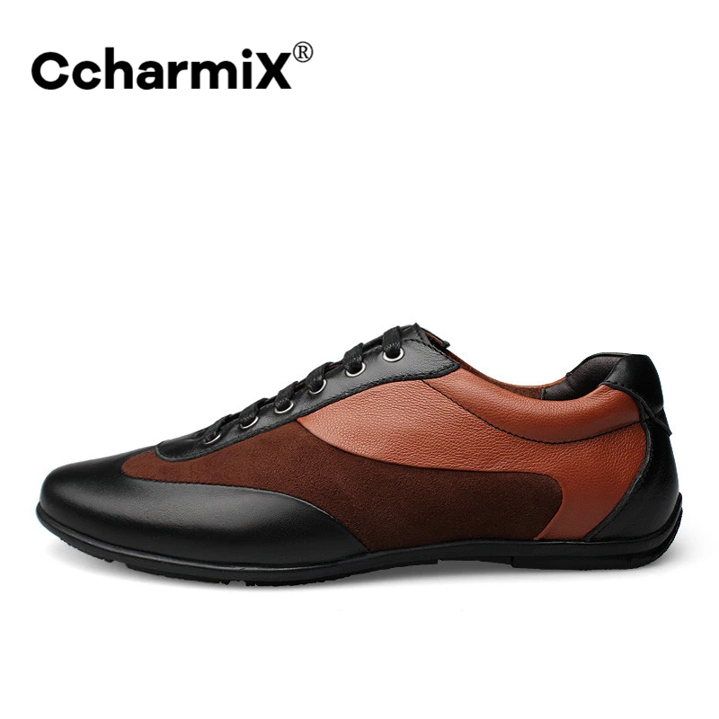 CcharmiX большой Размеры из натуральной нешлифованной кожи Мужские туфли Женские