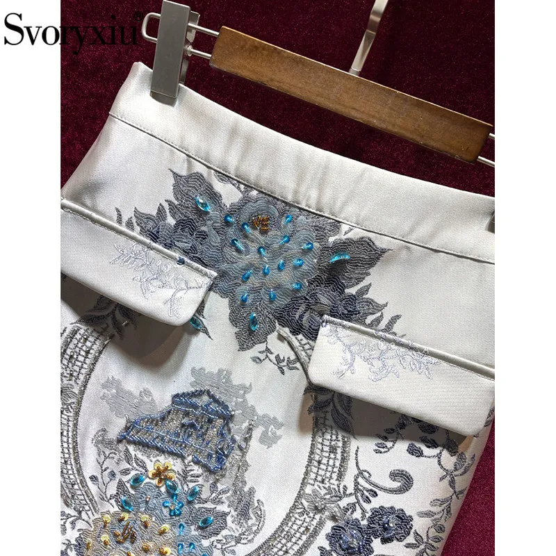 Женская жаккардовая мини-юбка Svoryxiu разноцветная трапециевидная юбка с цветочным