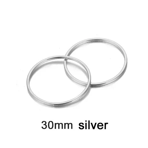 Silver 30mm 20 шт. золотого и серебряного цвета из нержавеющей стали круглое кольцо амулеты для самостоятельного изготовления ювелирных изделий Круглые амулеты кулон подарок на Хэллоуин - Окраска металла: Silver 30mm