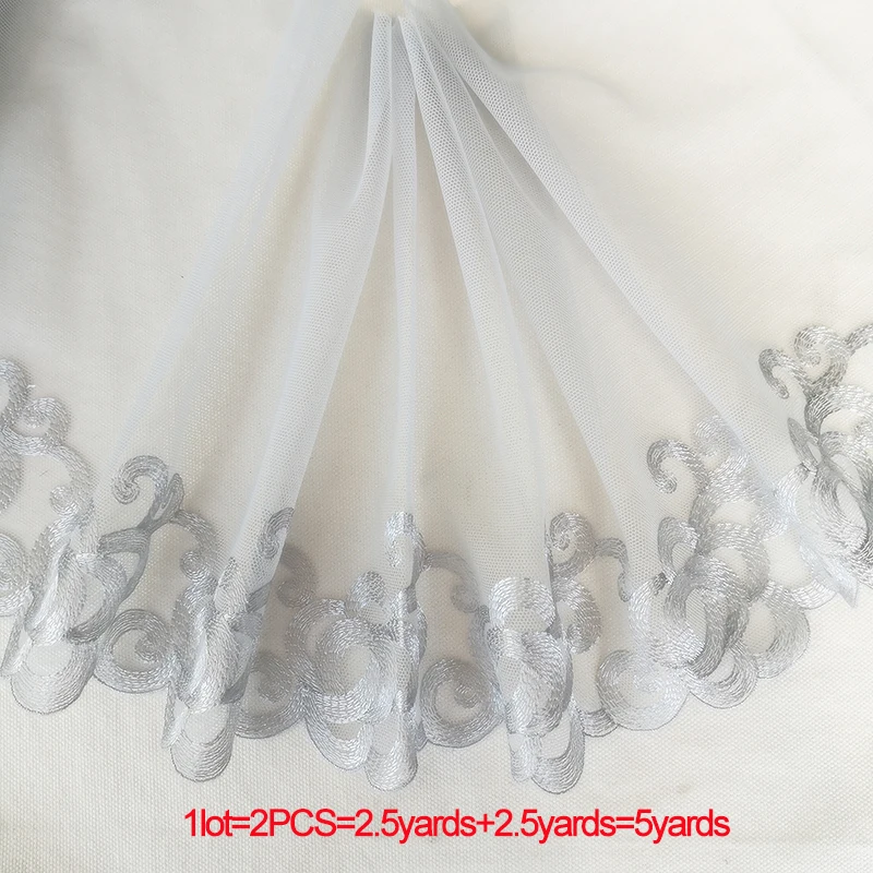 04 Width 22cm 3 метра(10 м) 15-25 см серая Сетка кружевная лента с вышивкой край платья украшения одежды материал рукоделие Швейные аксессуары 886 - Цвет: 04 Width 22cm