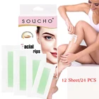 24 шт.компл. восковые полоски для удаления волос, бумага, эпилятор для тела, двухсторонняя Нетканая депиляция, шелковистая для лица, губ, уход за волосами