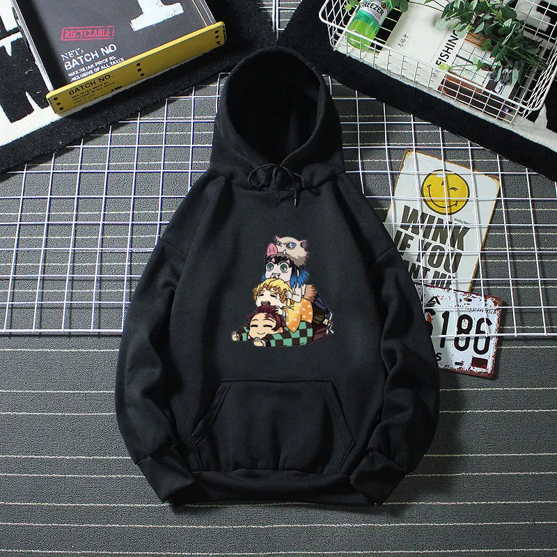 

Japan Comics Demon Slayer Hoodie Kawaii Kamado Tanjirou and Agatsuma Zenitsu and Hashibira Inosuke Hoodies Feamle Anime Clothes