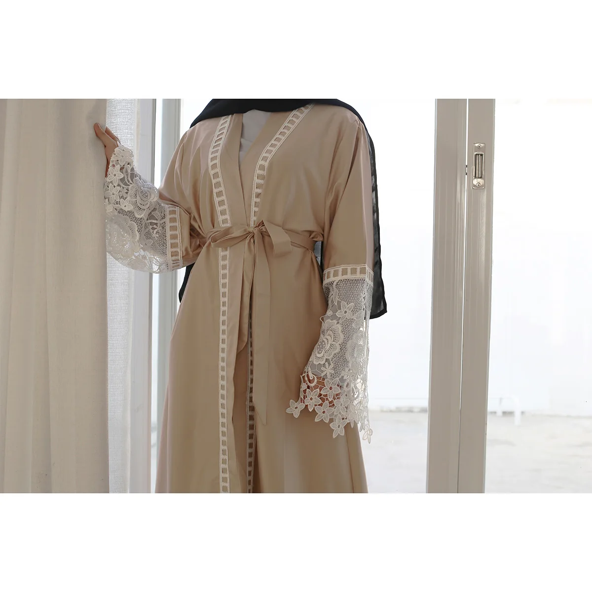 

2021 New Muslim For Women Kimono Cardigan Long Lace Islamic Clothing Fashion Middle East Arab Caftan Ramadan Dubai Women Abaya