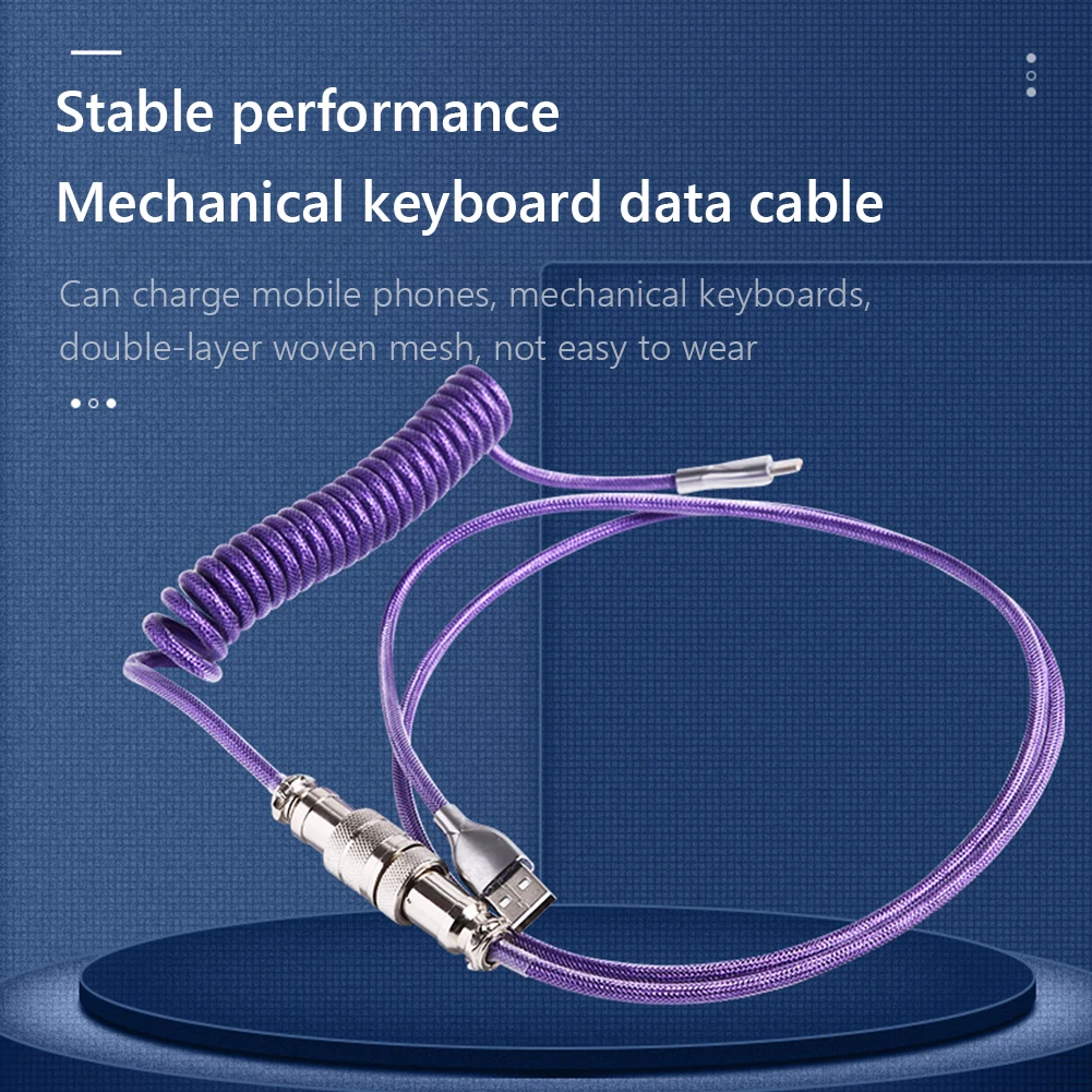 

Механическая клавиатура авиационный кабель спиральный тип C USB авиационный Разъем пружинный провод компьютерный Декор комплект зарядного ...