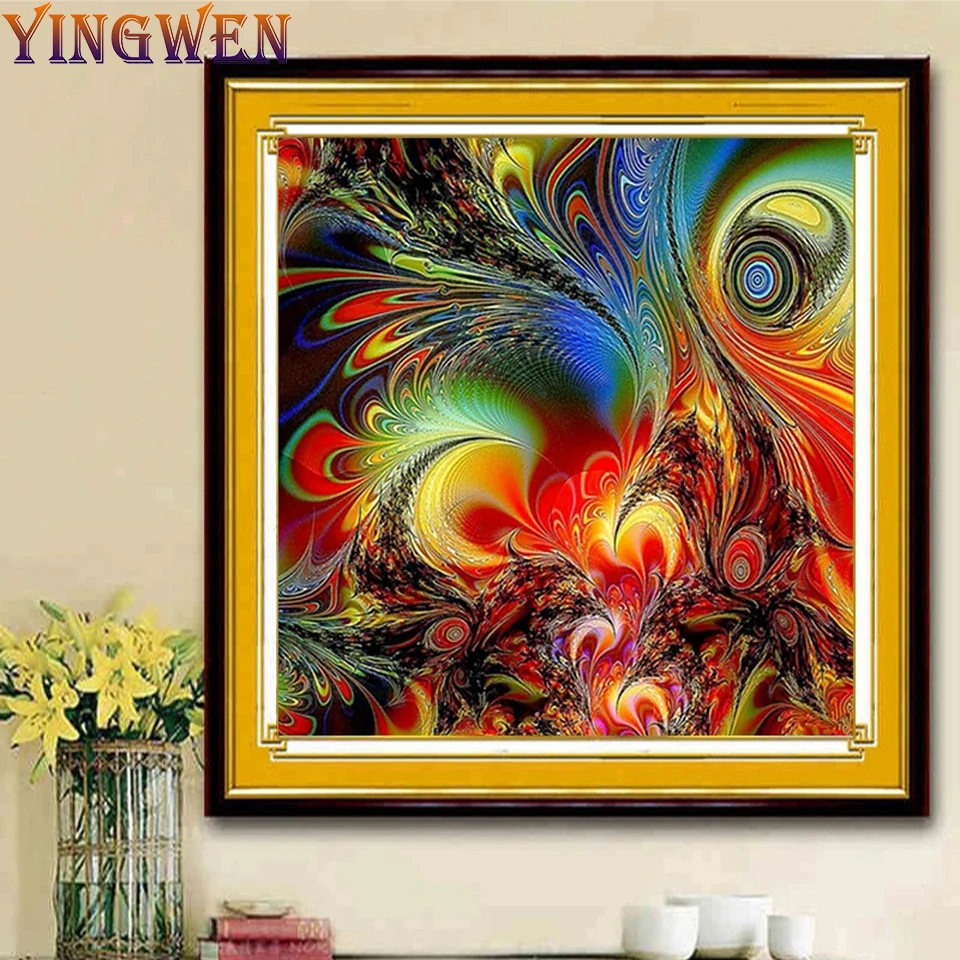 

DIY Diamond Embroidery Mosaic 5D Diamond Painting Accessories Cuadros Feather Paint With Diamonds Abstract Colorful Decor Home