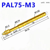 100pcs gold color spring test probe pal75 m3 phosphor bronze nickel plated pcb probe diameter 1 36mm glod t instrument test tool