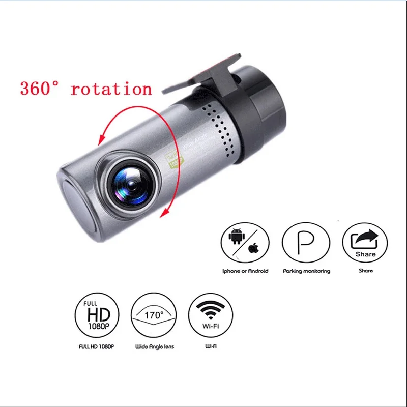 

1080P HD Mini Car Camera DVR Dash Cam Recorder with WiFi G-sensor Parking Mode