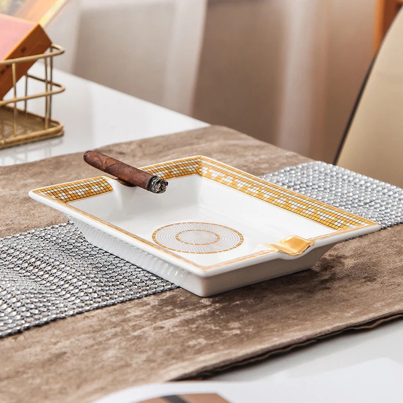 european luxury grid pattern ceramic cigar ashtray with human head horse design ash tray holder decoration business gifts free global shipping