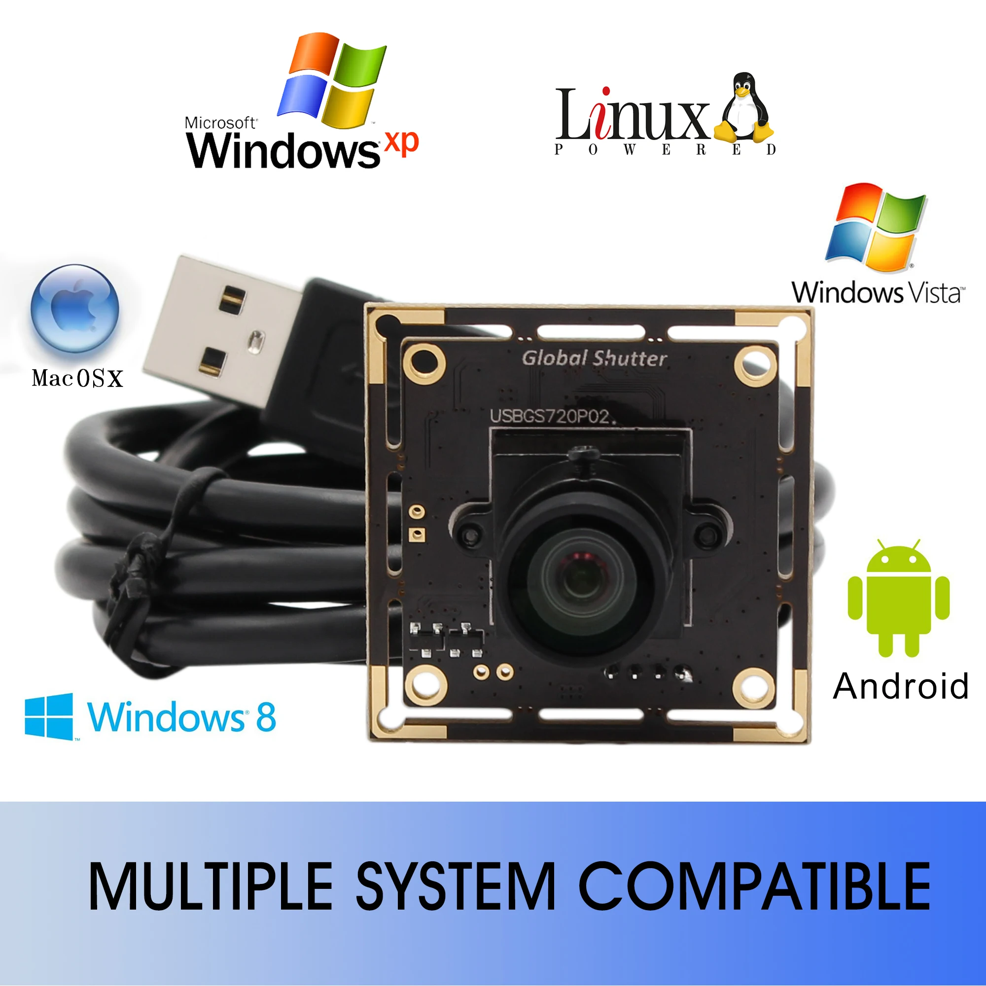 Центральный затвор высокая скорость 60fps 720 P 1MP Веб камера UVC Plug and Play Автономное USB