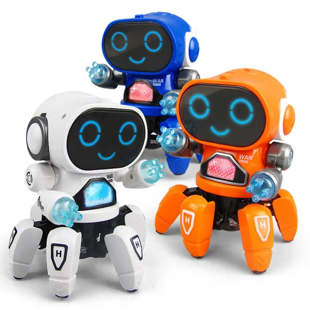 

Cute 6-Claws Colorful LED Light Music Dancing Mini Electric Robot Kids Toy Gift