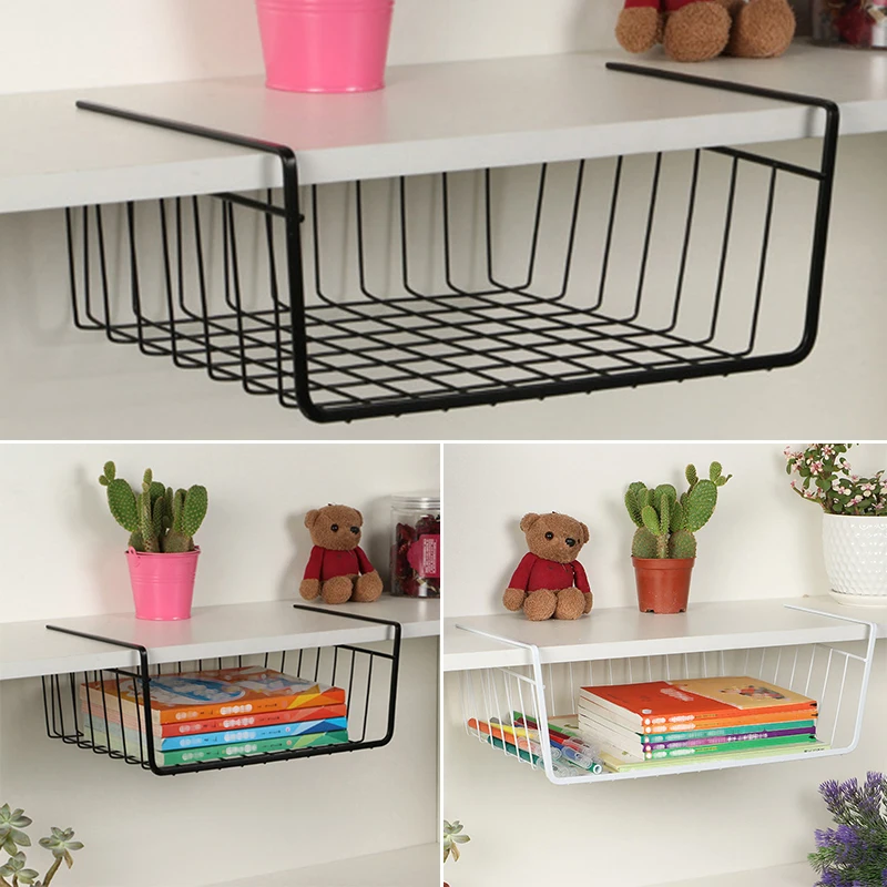 

Iron Under Shelf Storage Holder Rack Cases Dormitory Organizers Space Spacing