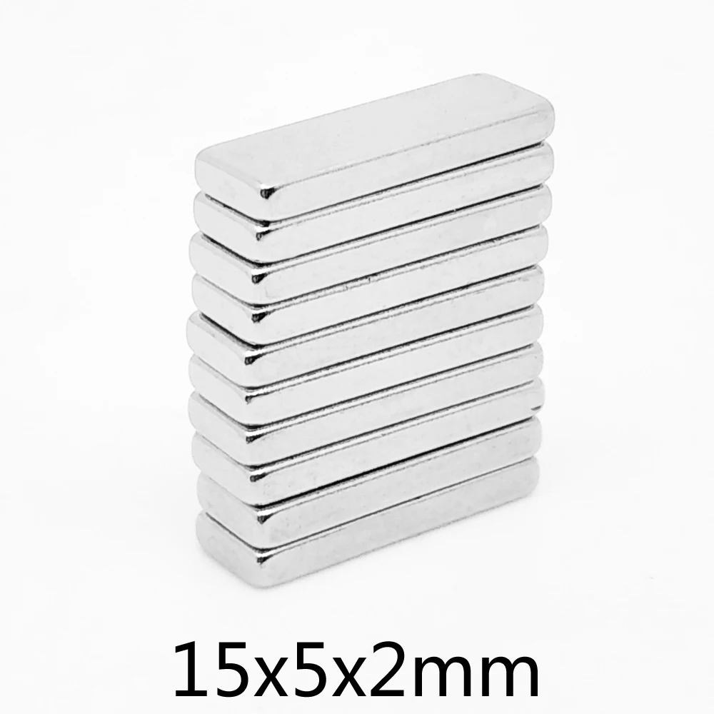 

10/20/50/100/150/200/300PCS 15x5x2 Block Search Magnet Strong N35 Quadrate Permanent Neodymium Magnet Sheet 15x5x2mm 15*5*2 mm