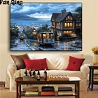 Алмазная 5d картина сделай сам, вышивка крестиком с изображением городского транспорта, моря, полностью круглая, квадратная, стразы, украшение для дома