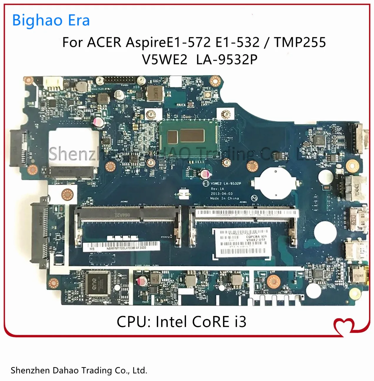 

For Acer Aspire E1-572G TPM255 E1-532 E1-572 Laptop motherboard V5WE2 LA-9532P NBMFM11006 With i3-4010U DDR3L 100% Fully Tested