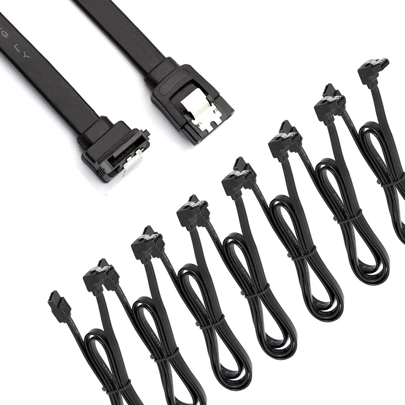 

12-Pack 90 Degree Right Angle Straight SATA III 6.0 Gbps SATA Cable Black - 16 Inches
