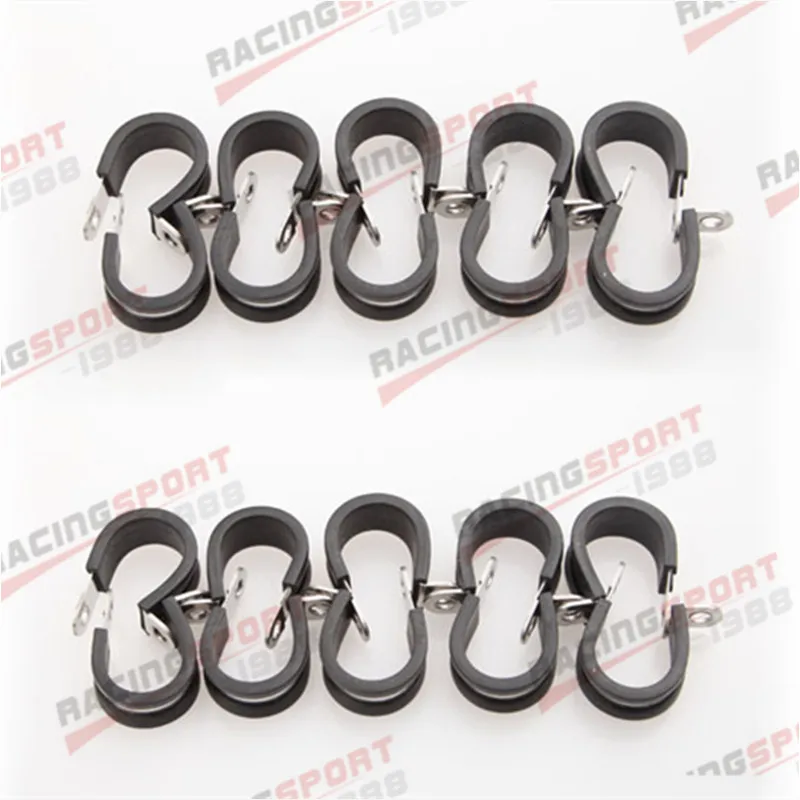 

20PCS Cushioned Hose Mounting Clamp Loop Strap 304 Stainless Steel 3/4" Black