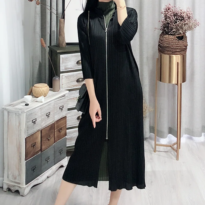 Женский Тренч средней длины LANMREM винтажный свободный с воротником-стойкой на