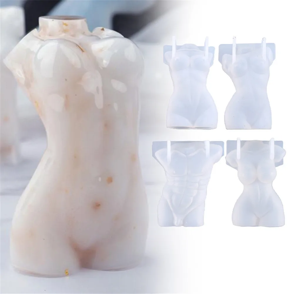 3D человеческого тела лампы в форме свечи прессформы с украшением виде кристаллов