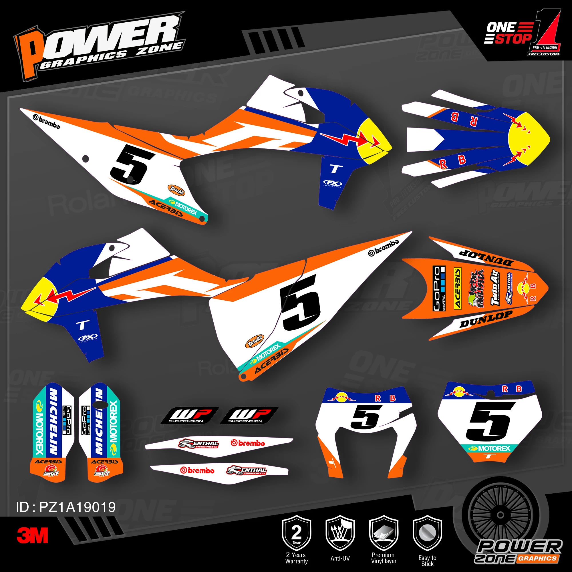 Набор наклеек PowerZone для KTM SX SXF MX 19 20 EXC XCW Enduro N 125 500cc 19|Наклейки и стикеры| |