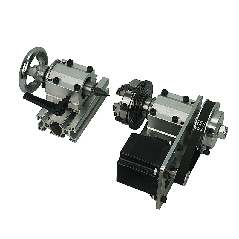 Center Height 55MM CNC 4th Axis Rotary 65MM 3 Jaw Chuck + Tailstock TB6600 Stepper Motor Driver | Инструменты
