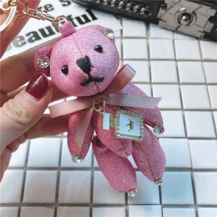 Новинка мультяшный бант Кристальный медведь брелок женская сумка подвеска в