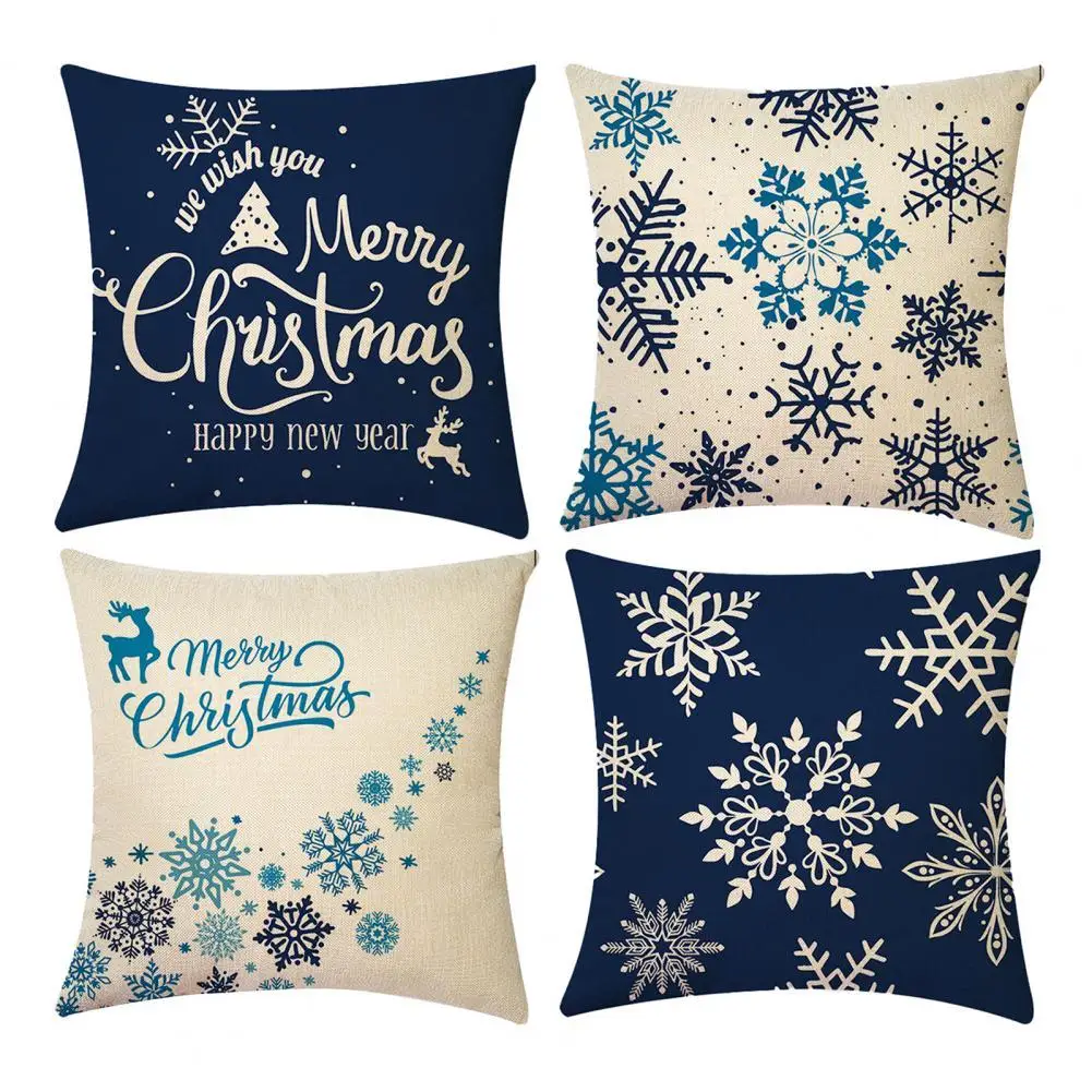 

Cushion Cover Pillowcase Eye-catching Pillowcase Wear Resistant Flax Christmas Themed Pillow Cover Decor for Bedroom