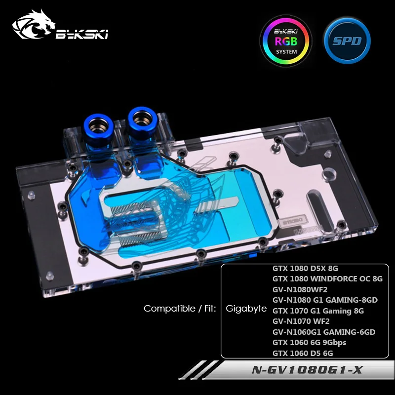 

BYKSKI Gpu Water Block use for GIGABYTE GTX1080/1070-G1-GAMING rev1.0/GV-N1080WF2 1.0/Full Cover GPU Card Copper Radiator RGB
