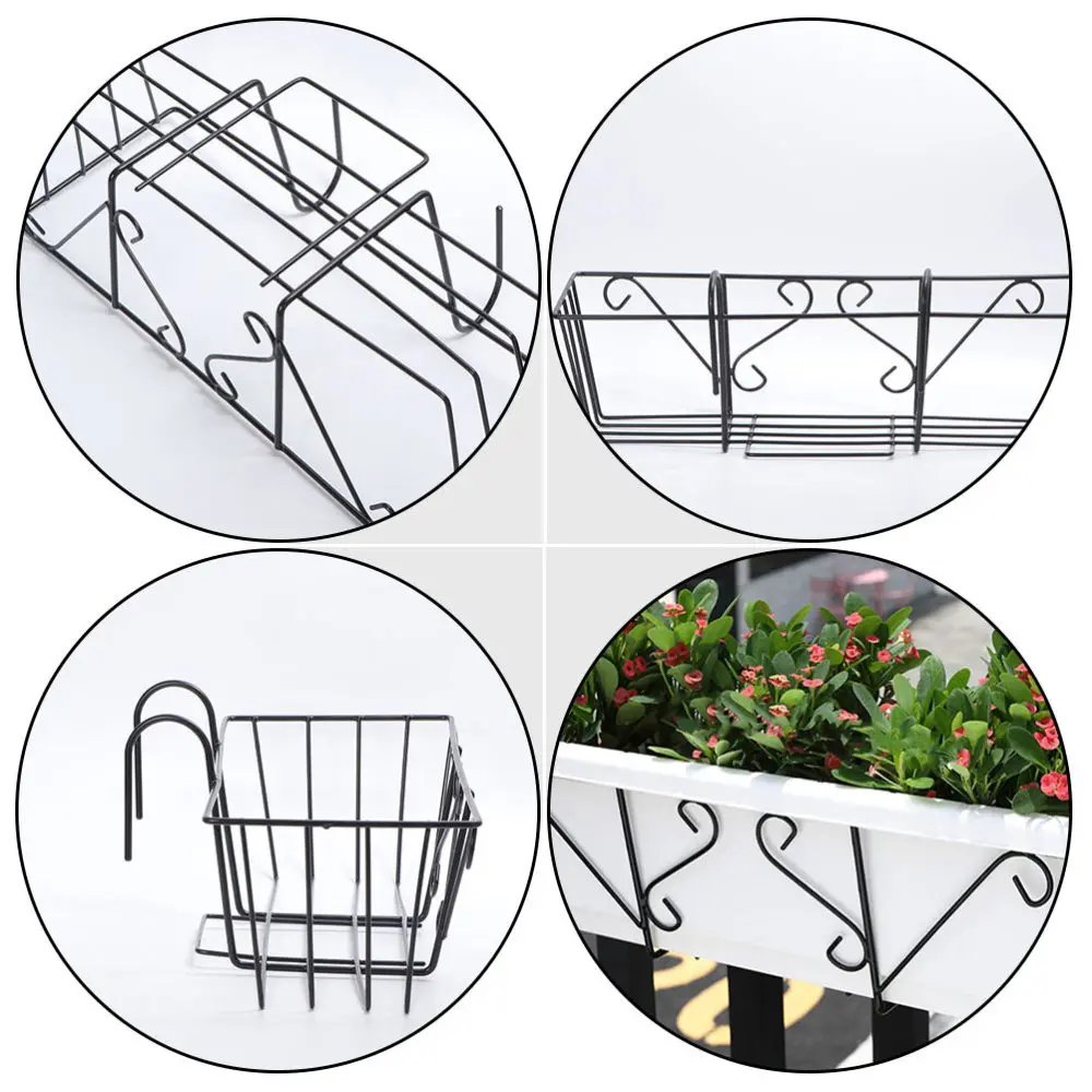 

2pcs Over the Rail Planter Hanging Flower Pot Holder Balcony Plant Pot Basket