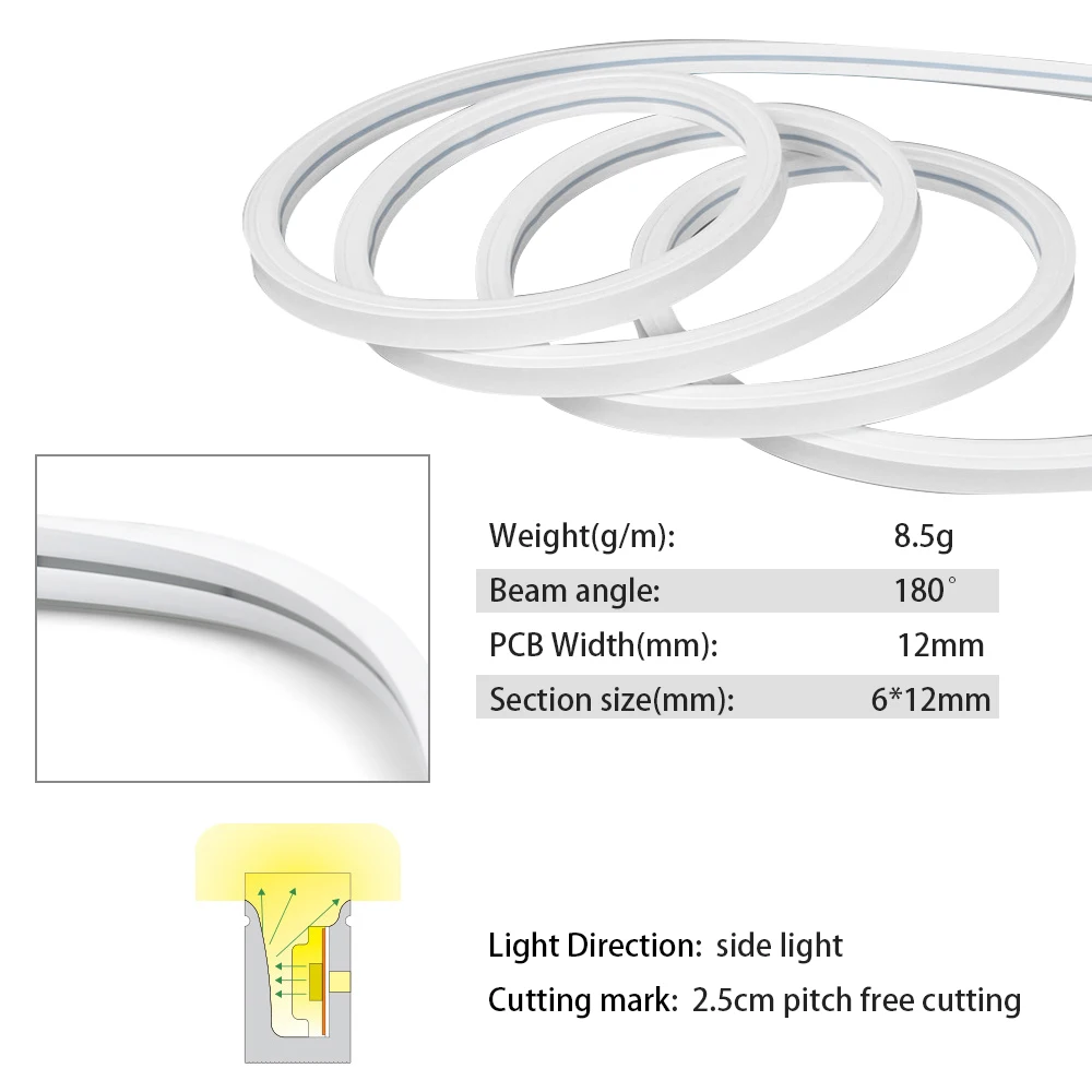 12 В светодиодная ленсветильник аемая IP65 неоновая лампа SMD 2835 120 светодиодов/м
