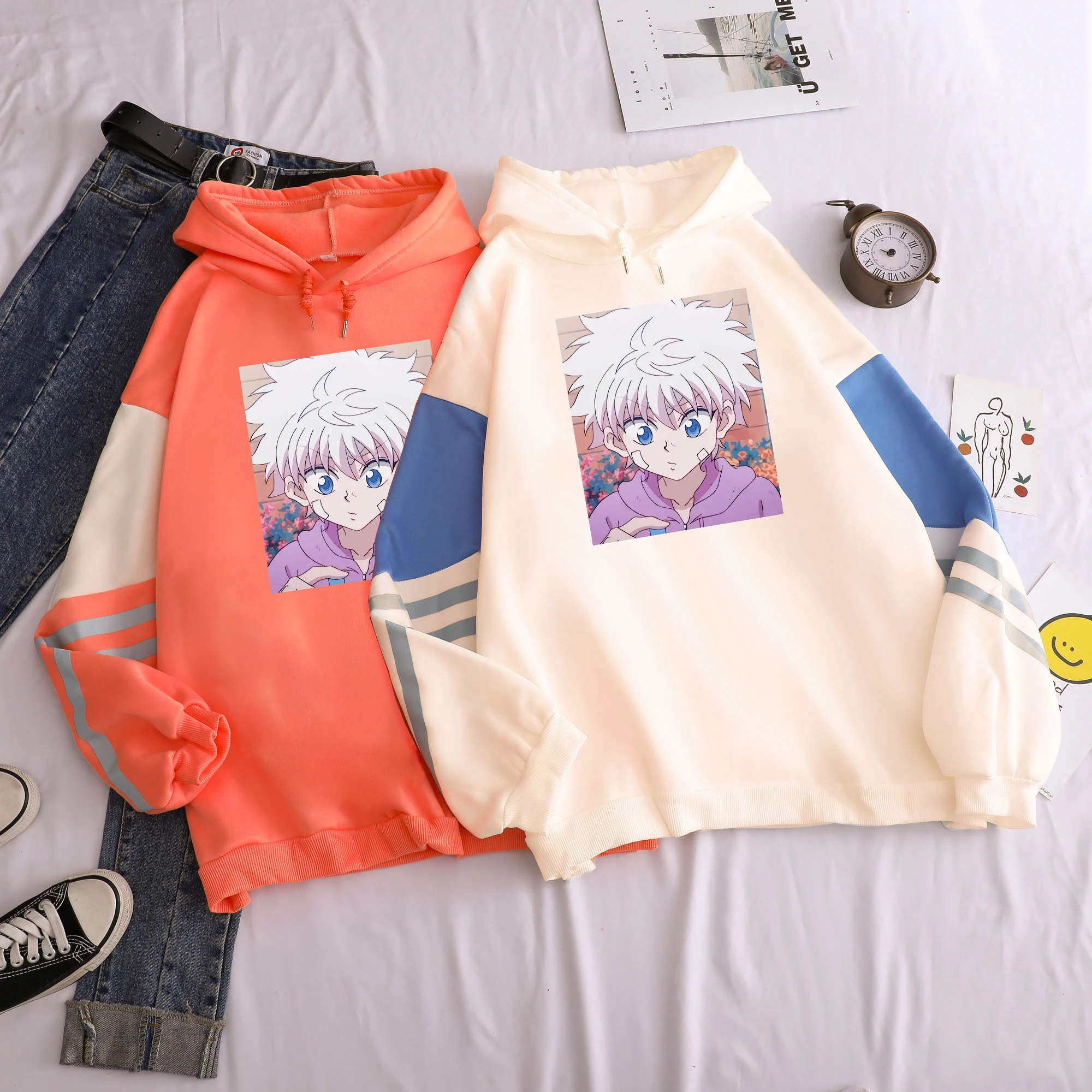 Аниме Hunter X Killua Zoldyck Kawaii мультфильм толстовка с принтом лоскутный большой теплый