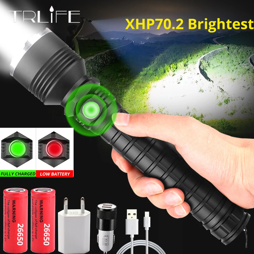 Яркий светодиодный фонарик xhp70.2 наиболее мощные фонари usb зум фонарь xhp70 xhp50 26650 18650