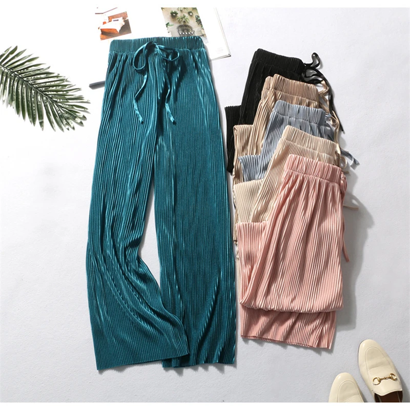 

2019 New Chiffon Wide-leg Pants Casual Pants Sports Summer Loose Nine Points Trousers